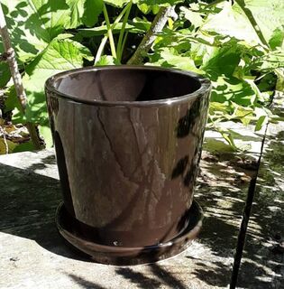 Small 'florist' black ceramic pot