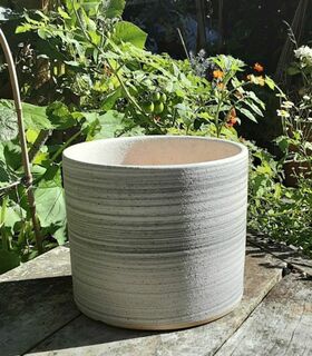 Striped grey pot, large